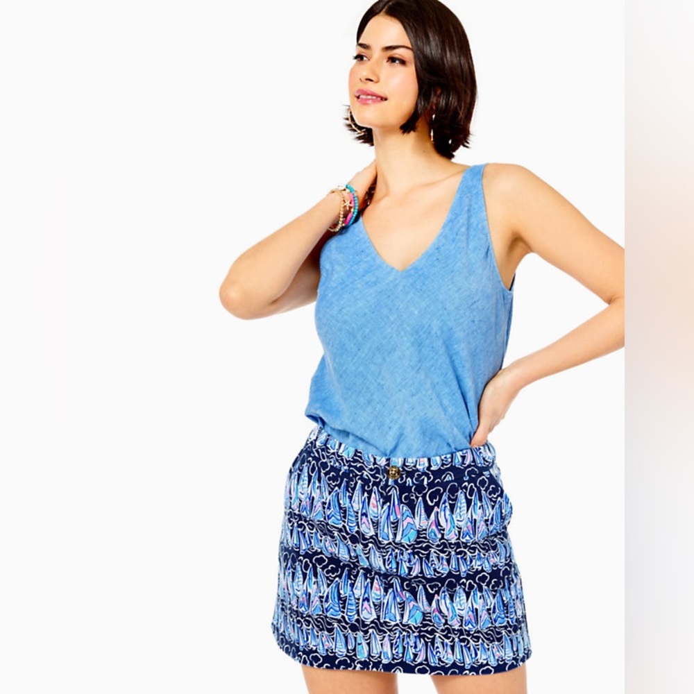 Lilly Pulitzer Collete Knit Skort Low Tide Navy Sails And Stripes - 10